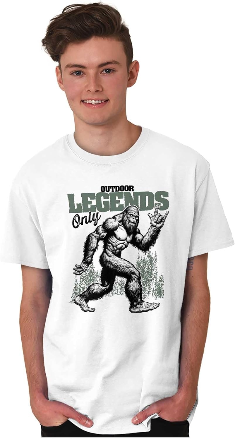 image:imageFunny Bigfoot Outdoor Legends Only Mens Graphic T Shirt TeesWhite
