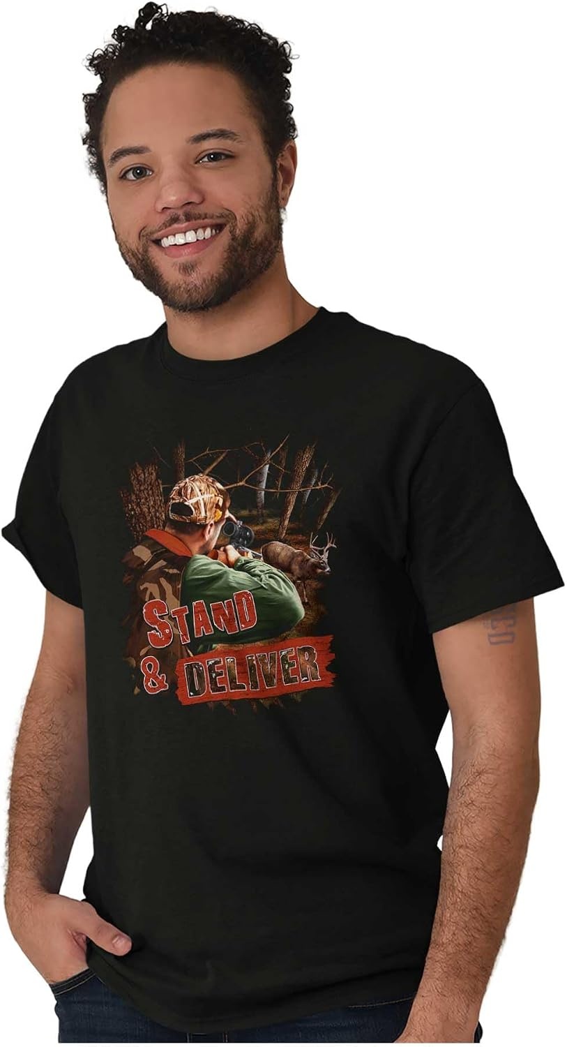 image:imageFunny Deer Hunter Stand and Deliver Graphic T Shirt Men or WomenBlack