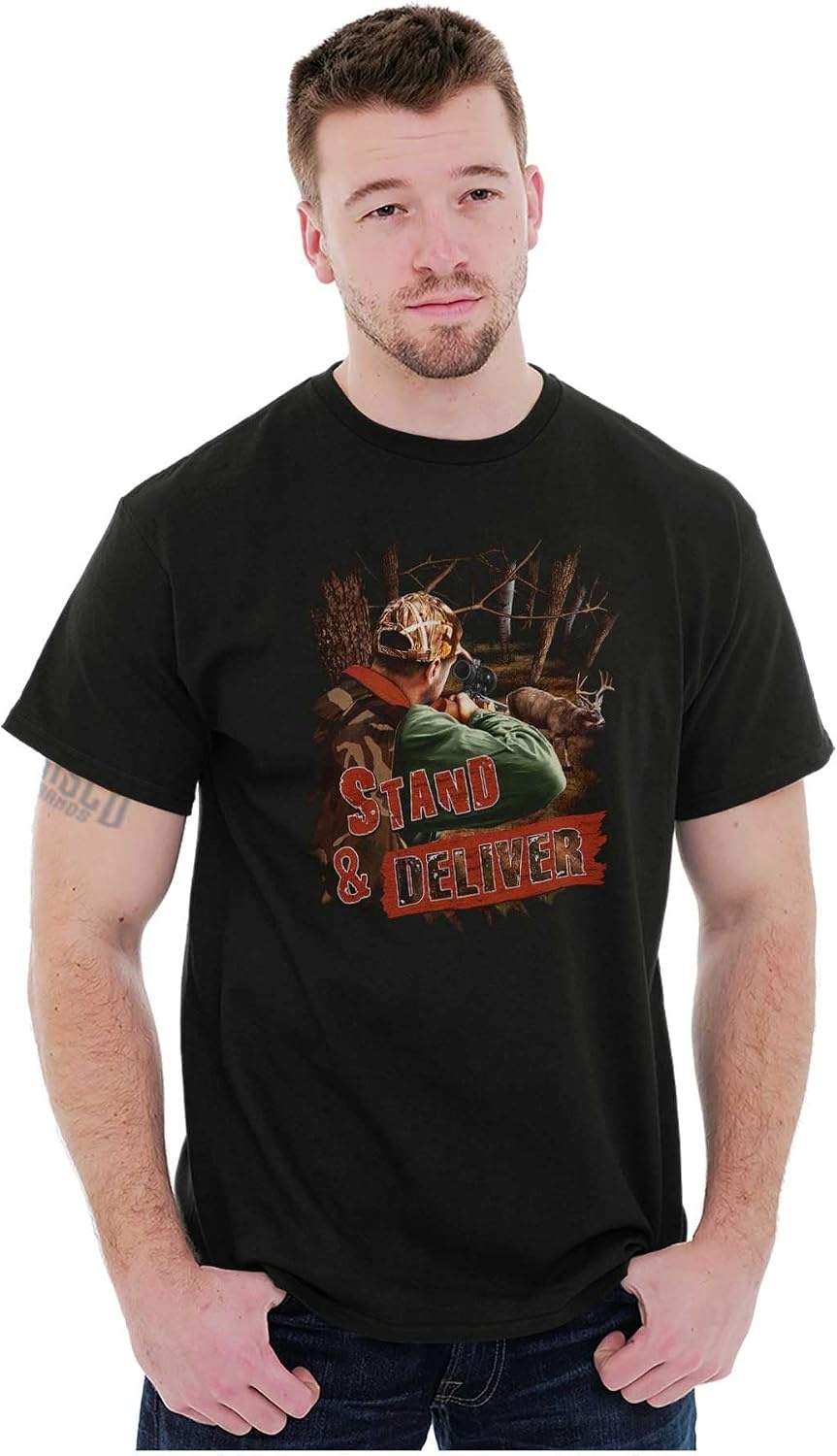 image:imageFunny Deer Hunter Stand and Deliver Graphic T Shirt Men or WomenBlack