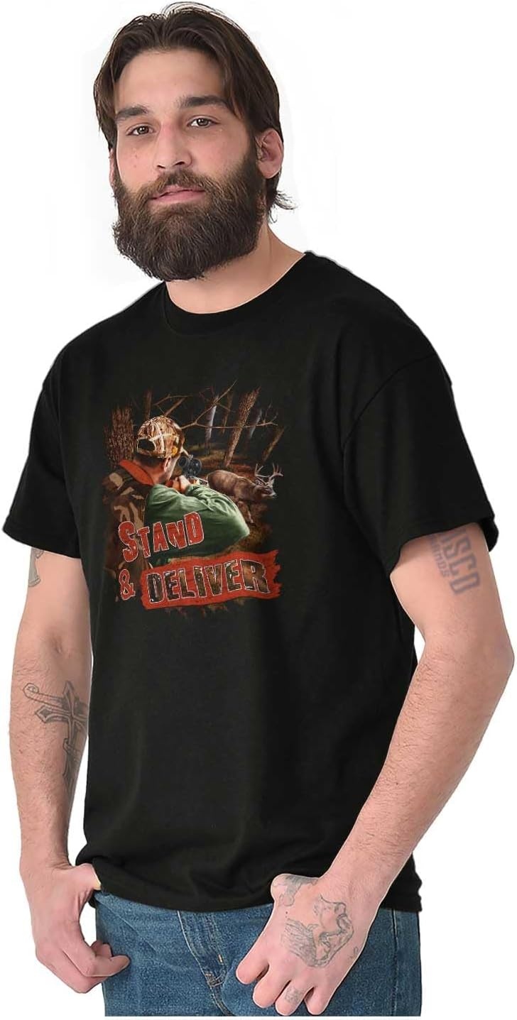 image:imageFunny Deer Hunter Stand and Deliver Graphic T Shirt Men or WomenBlack