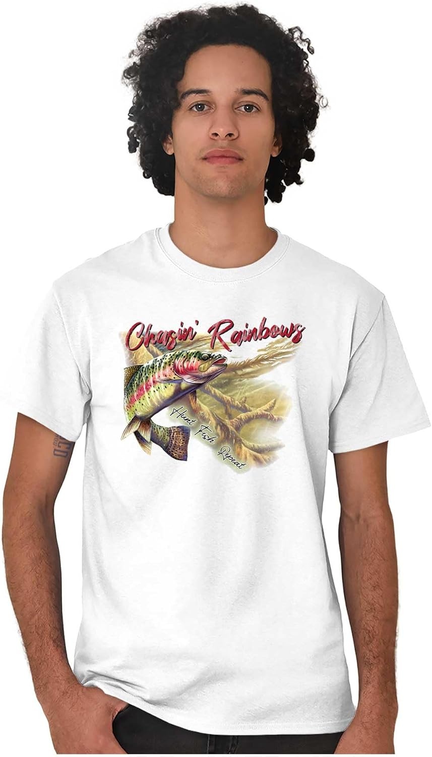 image:imageFunny Fishing Chasin Rainbows Pun Graphic T Shirt Men or WomenWhite