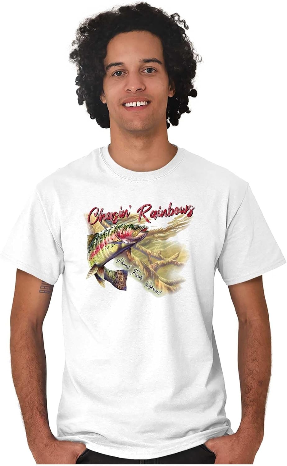 image:imageFunny Fishing Chasin Rainbows Pun Graphic T Shirt Men or WomenWhite
