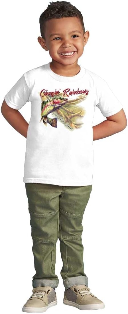image:imageFunny Fishing Chasin Rainbows Pun Toddler Baby Graphic T ShirtWhite