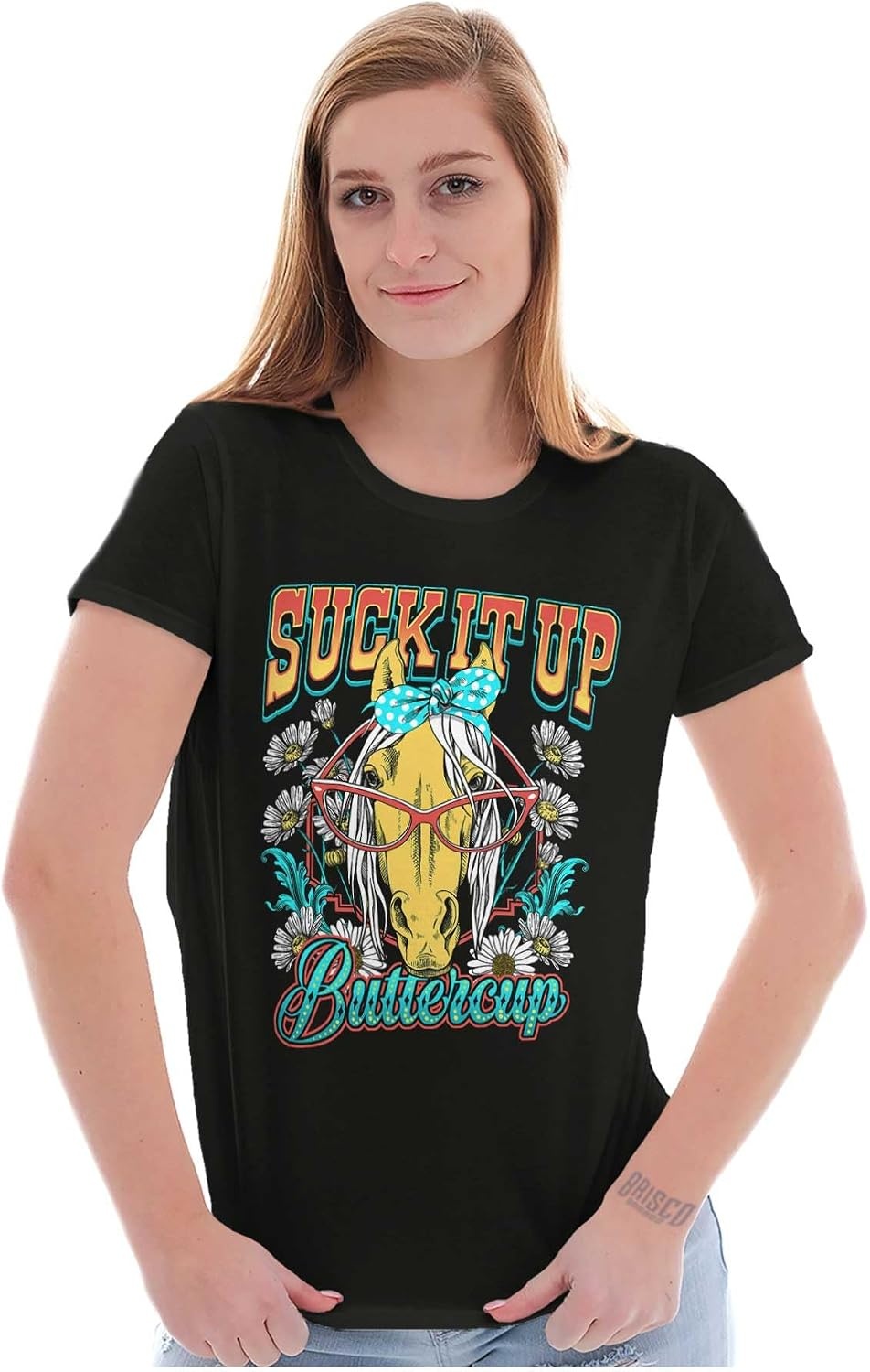 image:imageFunny Horse Suck It up Buttercup Womens Slim Fit Graphic TeeBlack