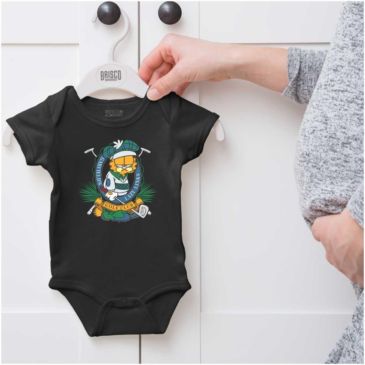 image:imageGarfield Lazy Links Golf Club Cartoon Baby Romper Boys or GirlsBlack