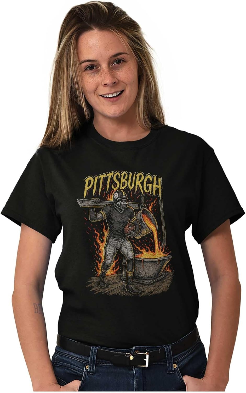 image:imageHome Team Skeleton Football Player Graphic T Shirt Men or WomenBlack Pittsburgh
