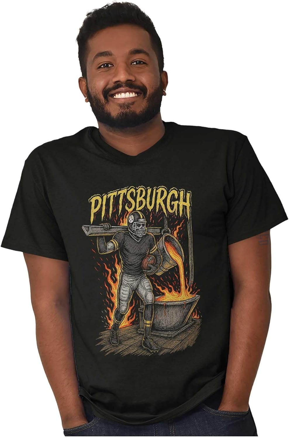 image:imageHome Team Skeleton Football Player Graphic T Shirt Men or WomenBlack Pittsburgh