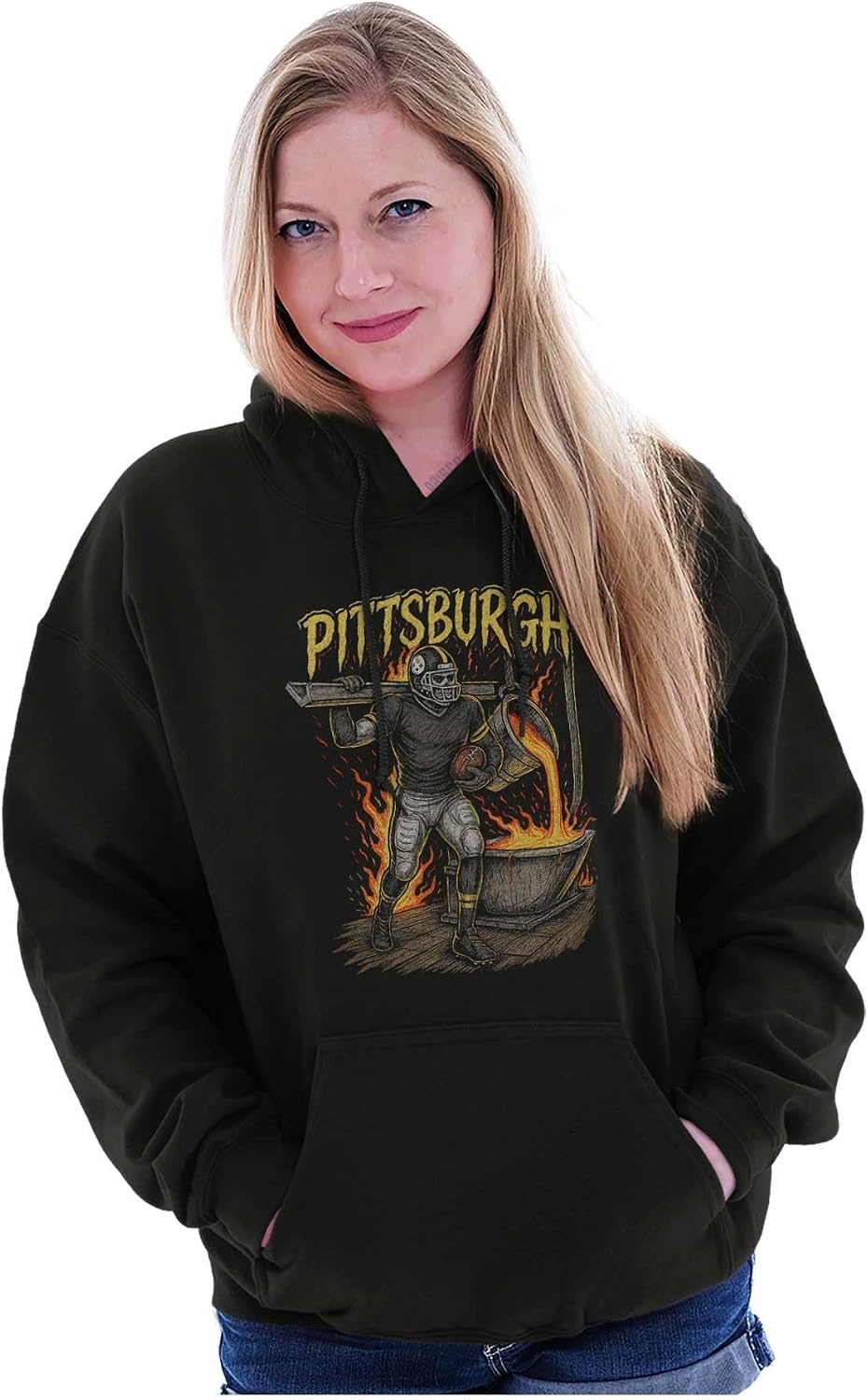 image:imageHome Team Skeleton Football Player Hoodie Sweatshirt Women MenBlack Pittsburgh