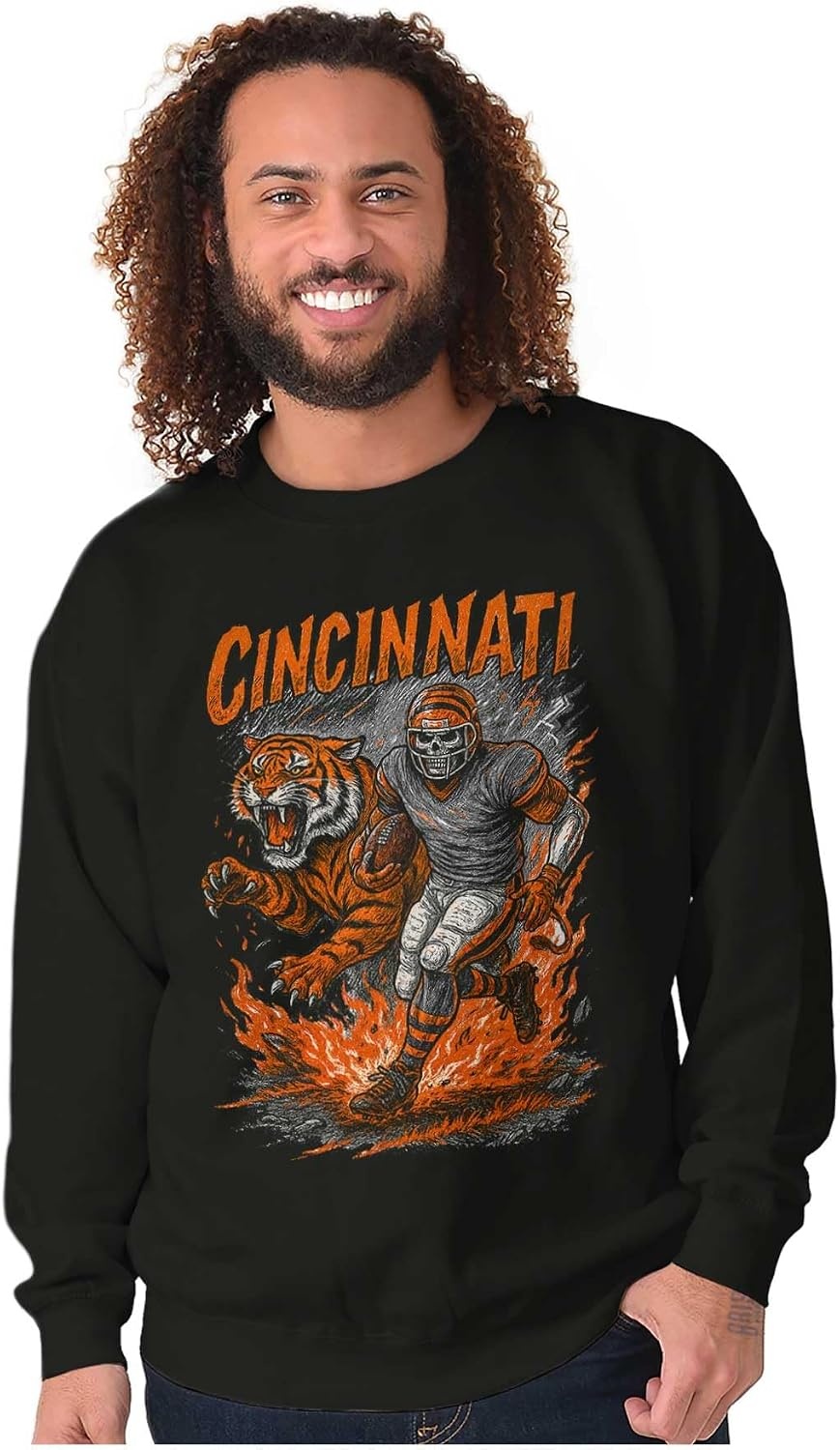 image:imageHome Team Skeleton Football Player Sweatshirt for Men or WomenBlack Cincinnati