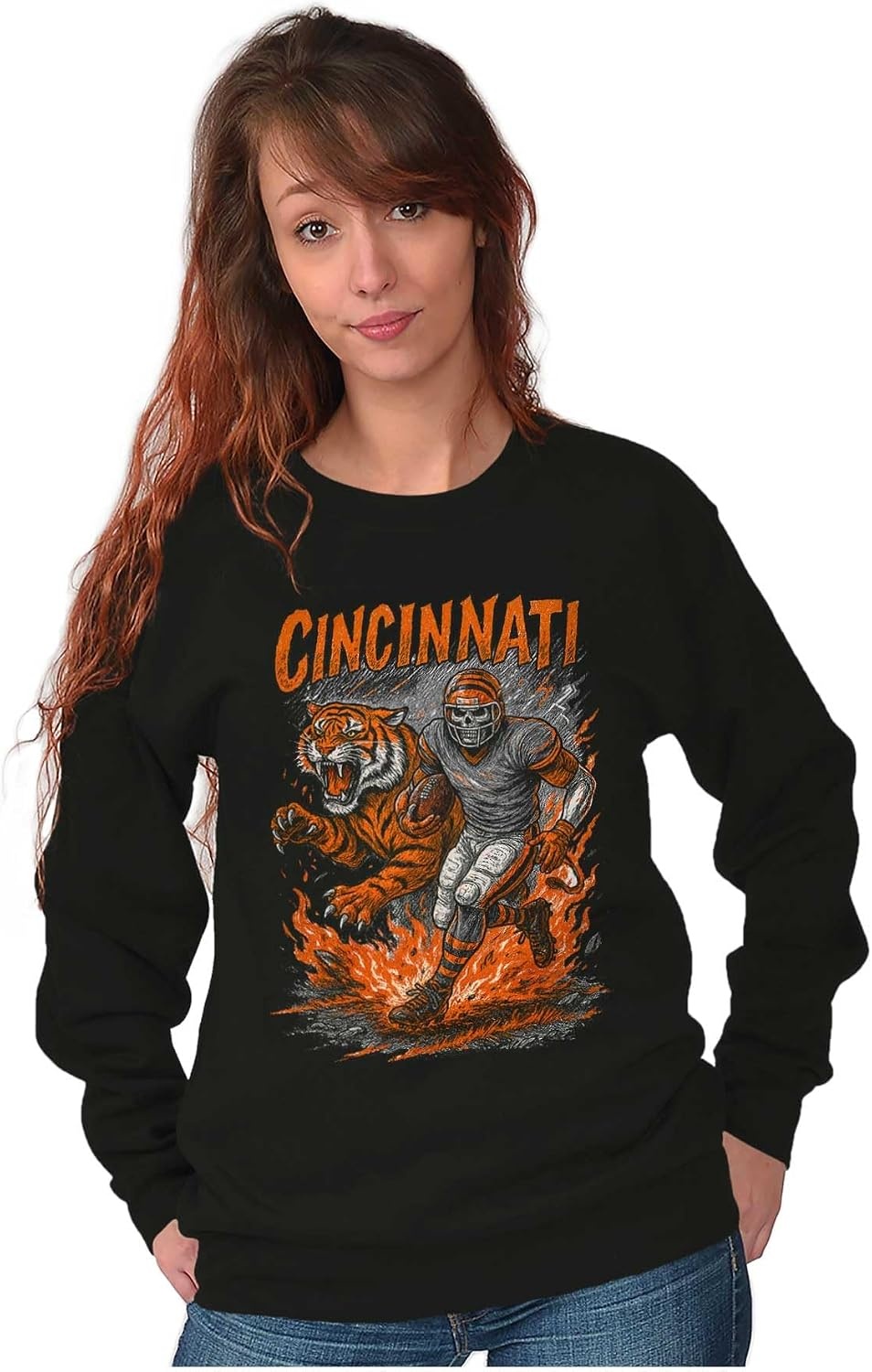 image:imageHome Team Skeleton Football Player Sweatshirt for Men or WomenBlack Cincinnati