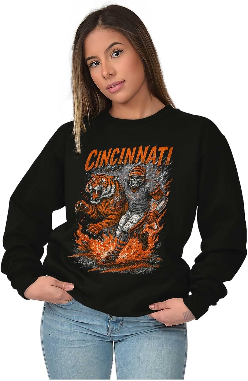 image:imageHome Team Skeleton Football Player Sweatshirt for Men or WomenBlack Cincinnati