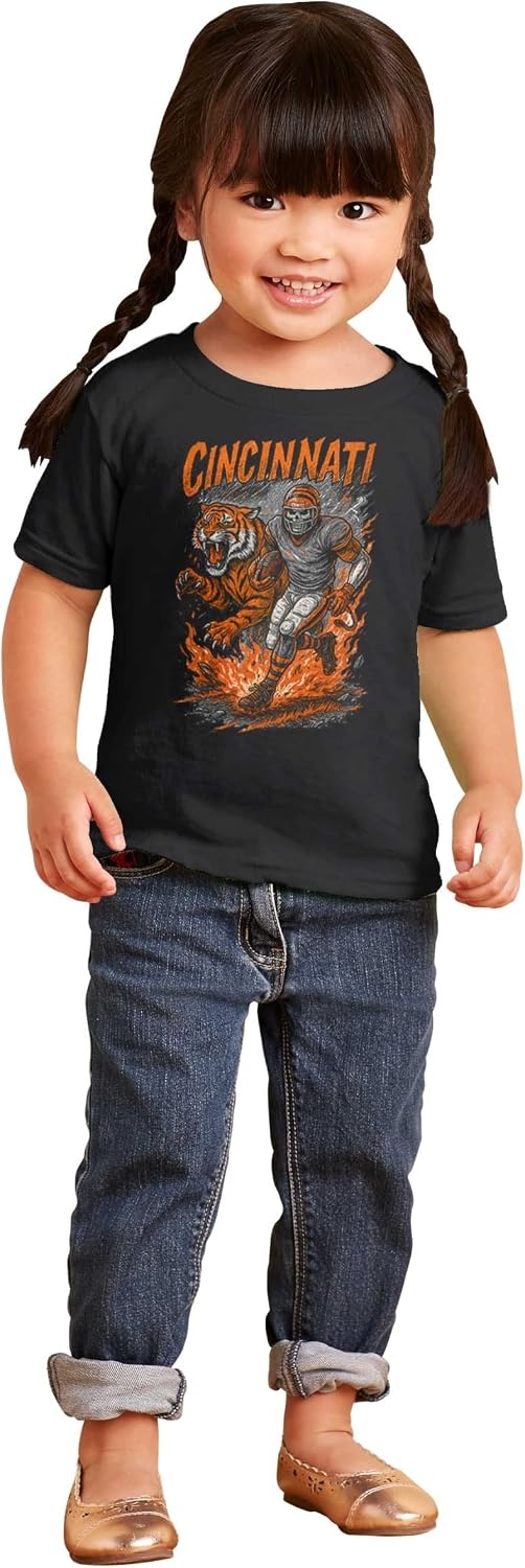 image:imageHome Team Skeleton Football Player Toddler Baby Graphic T ShirtBlack Cincinnati
