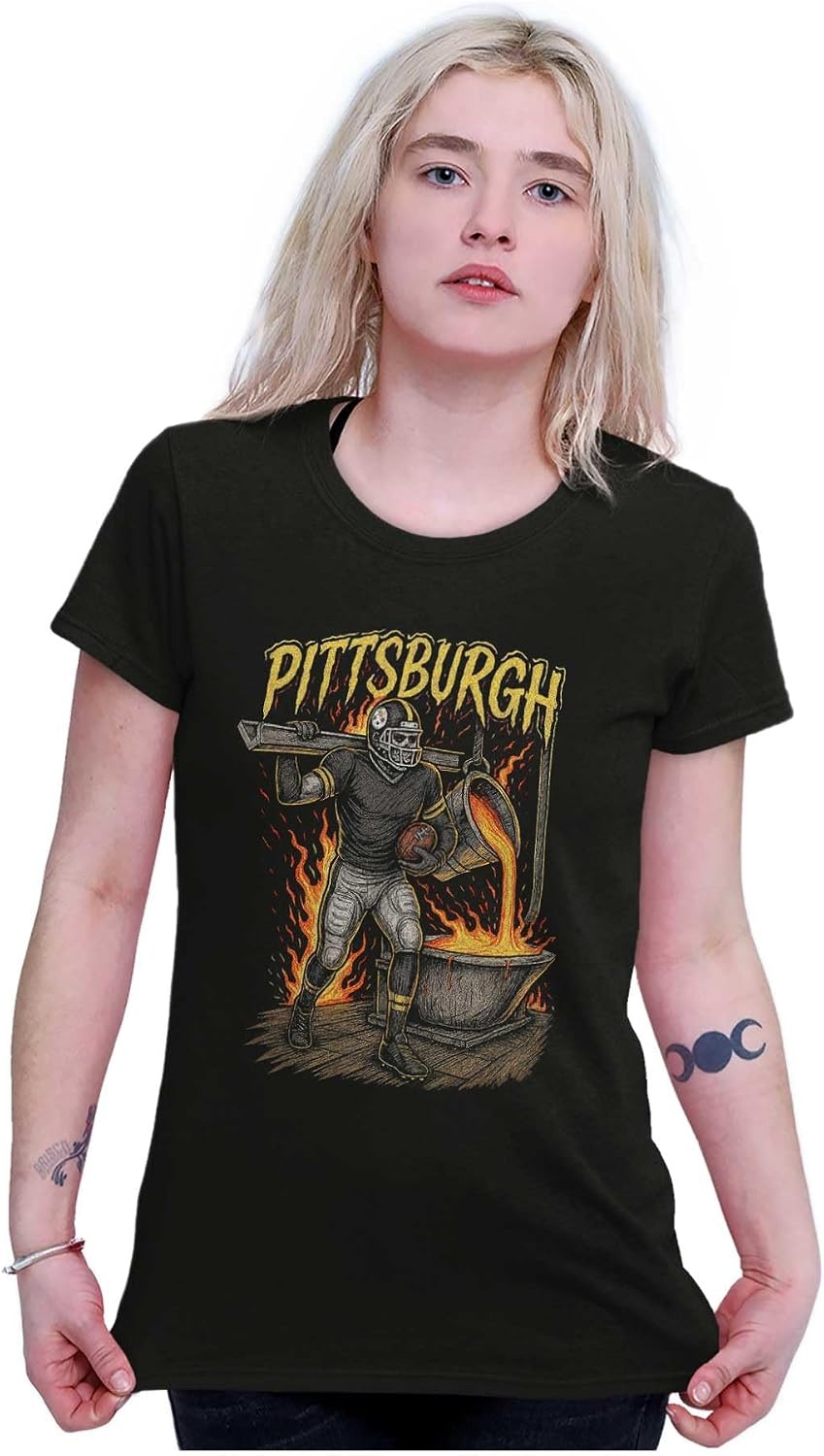image:imageHome Team Skeleton Football Player Womens Slim Fit Graphic TeeBlack Pittsburgh