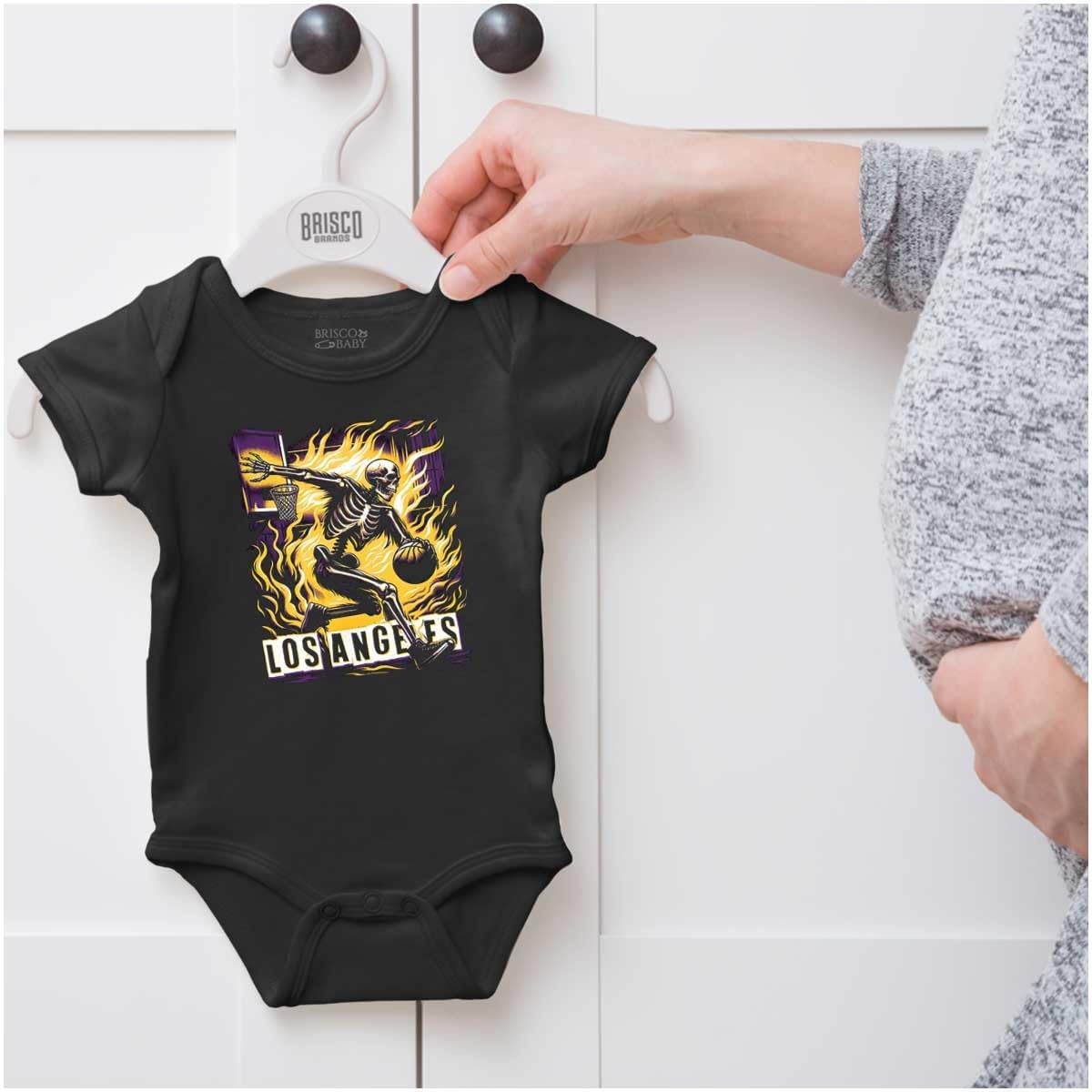image:imageHome Town Skeleton Basketball Player Baby Romper Boys or GirlsBlack Los Angeles