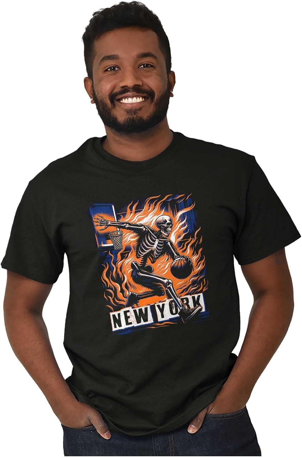 image:imageHome Town Skeleton Basketball Player Graphic T Shirt Men or WomenBlack New York