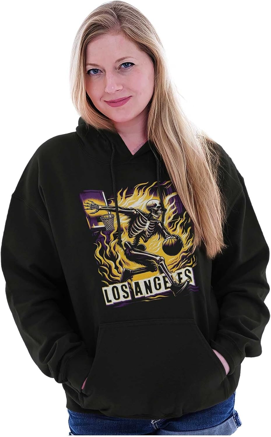 image:imageHome Town Skeleton Basketball Player Hoodie Sweatshirt Women MenBlack Los Angeles