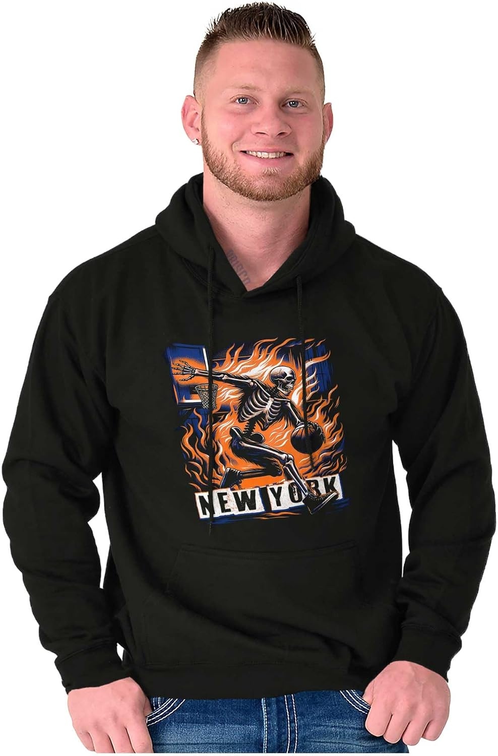 image:imageHome Town Skeleton Basketball Player Hoodie Sweatshirt Women MenBlack New York