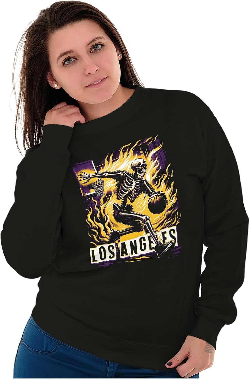 image:imageHome Town Skeleton Basketball Player Sweatshirt for Men or WomenBlack Los Angeles