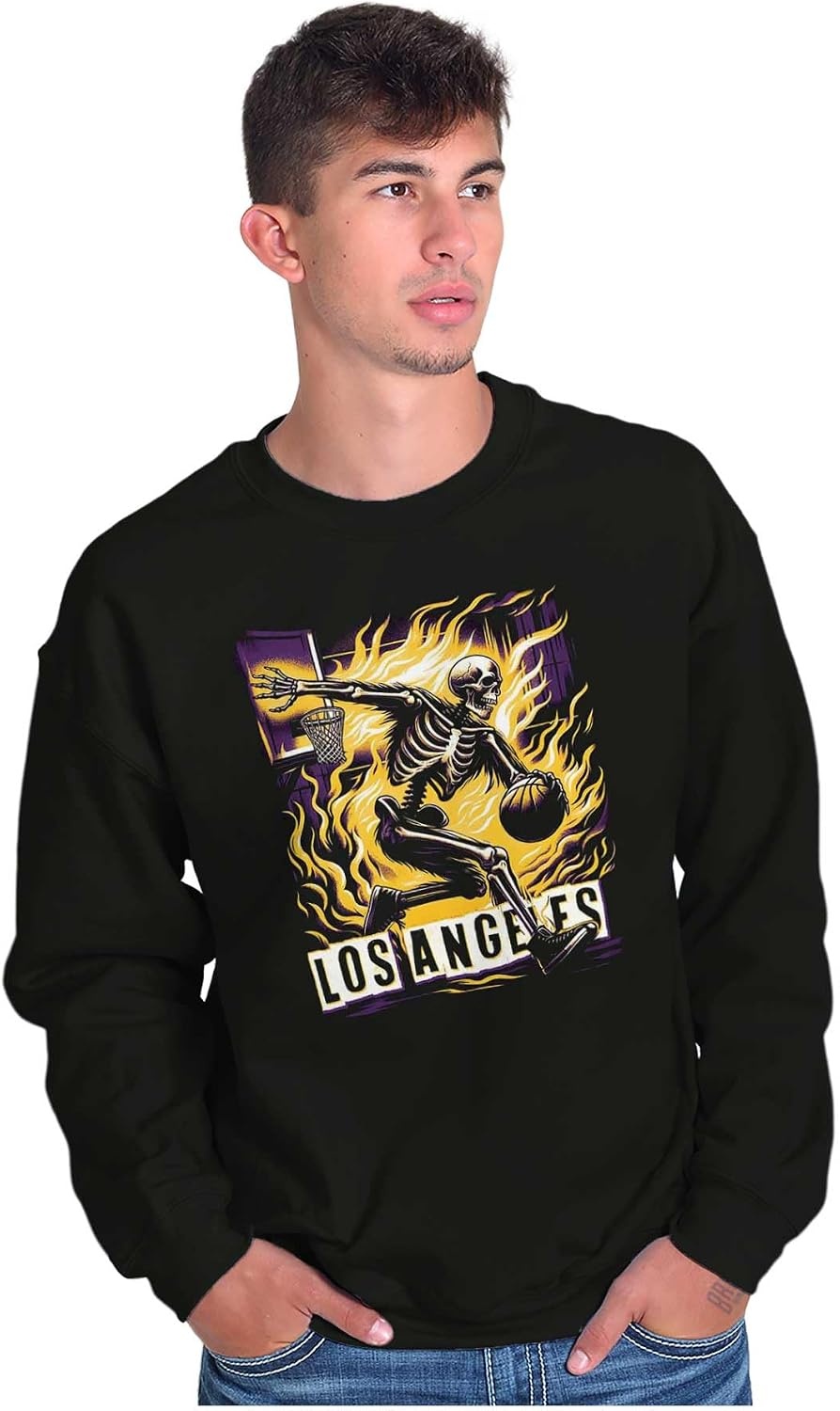 image:imageHome Town Skeleton Basketball Player Sweatshirt for Men or WomenBlack Los Angeles