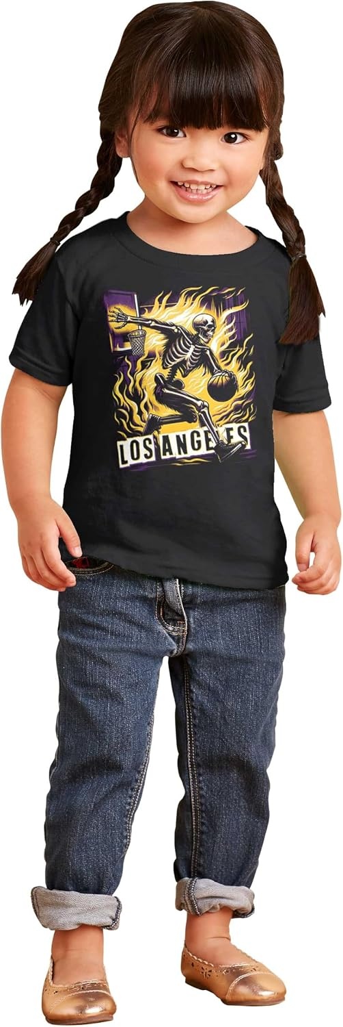 image:imageHome Town Skeleton Basketball Player Toddler Baby Graphic T ShirtBlack Los Angeles
