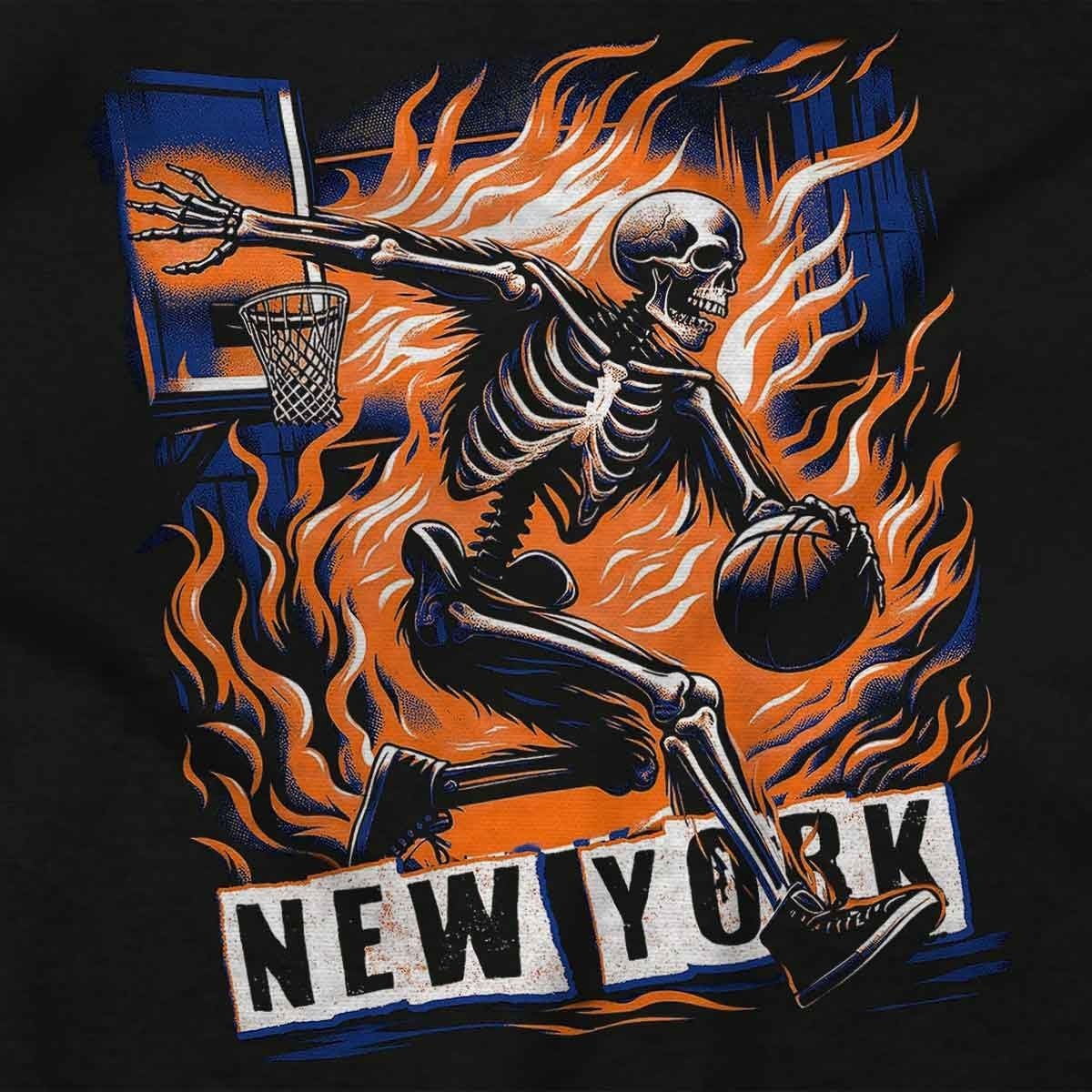 image:imageHome Town Skeleton Basketball Player Womens Slim Fit Graphic TeeBlack New York