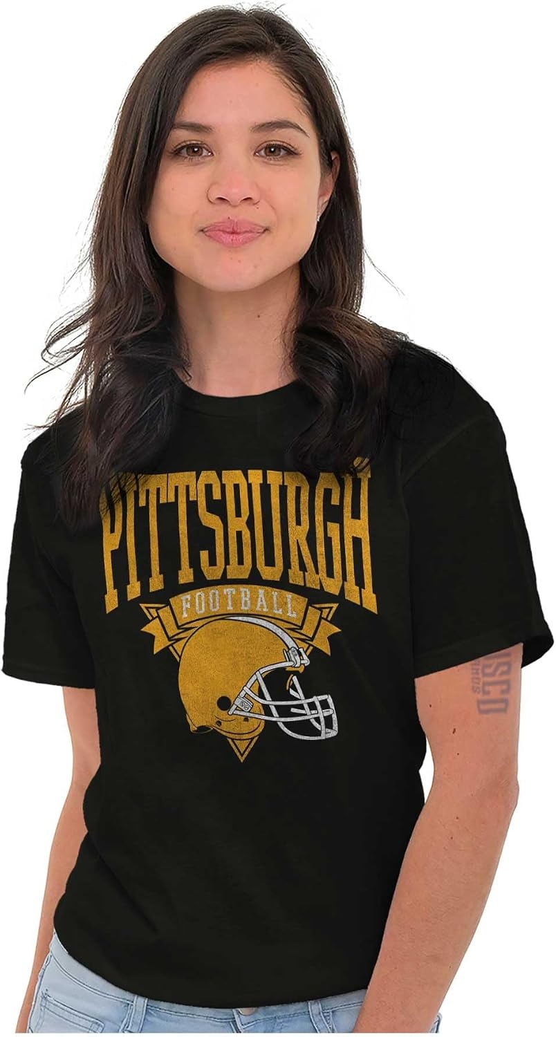 image:imageHometown Football Team Fan Helmet Graphic T Shirt Men or WomenBlack Pittsburgh