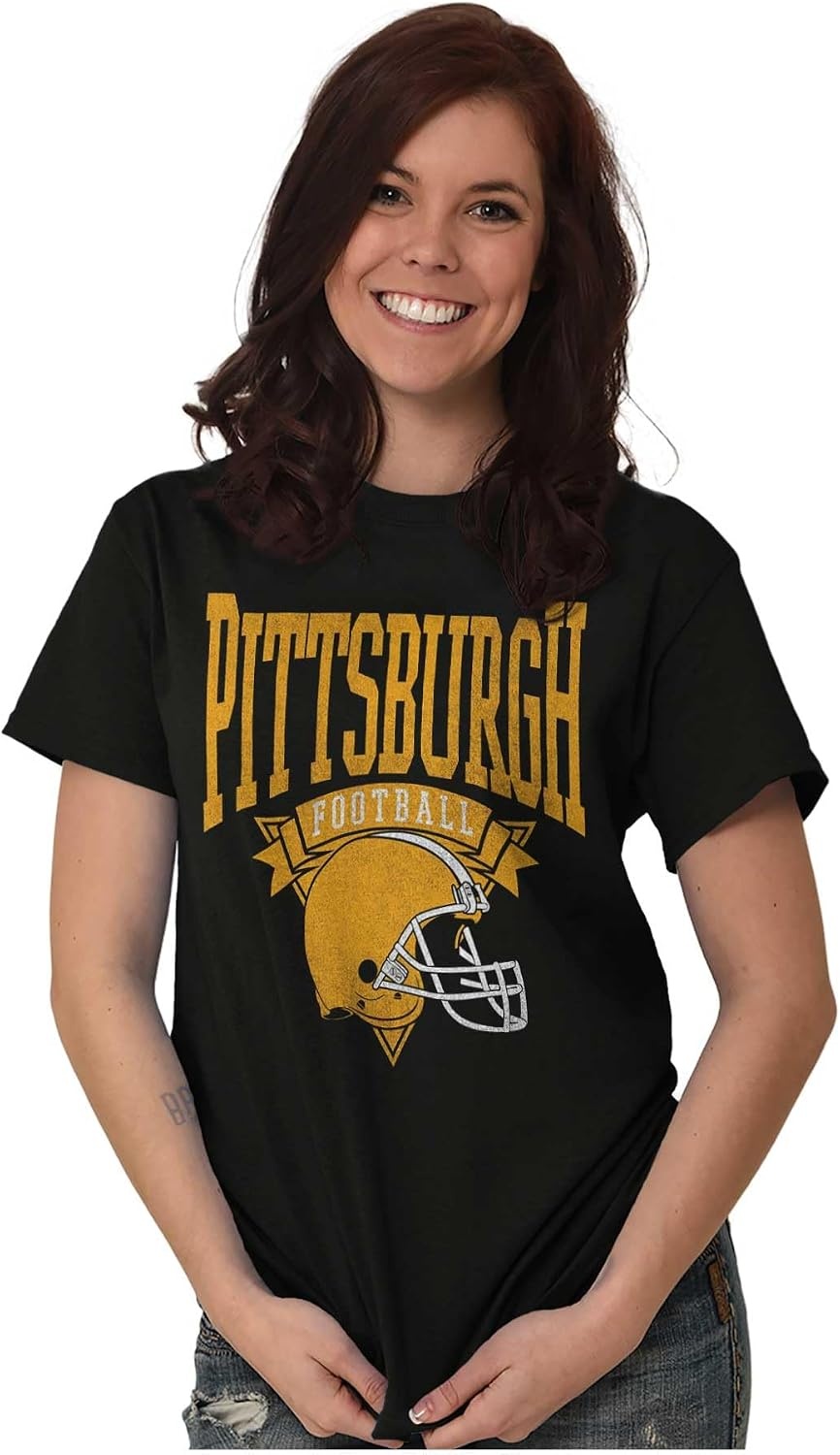 image:imageHometown Football Team Fan Helmet Graphic T Shirt Men or WomenBlack Pittsburgh