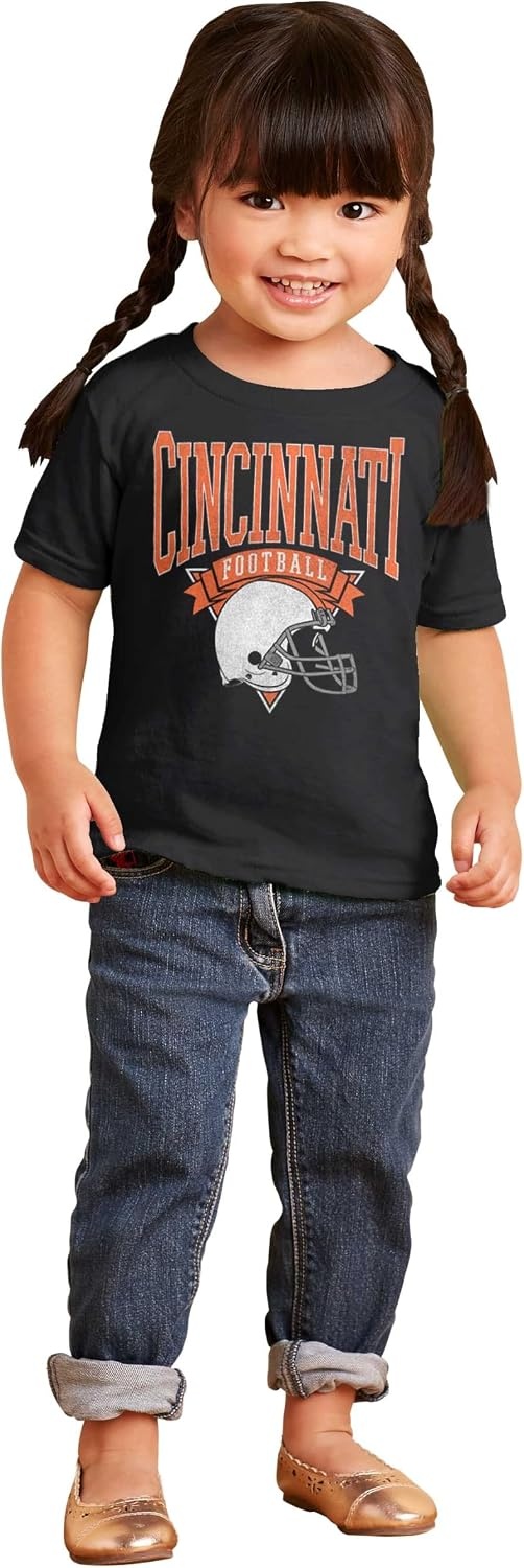 image:imageHometown Football Team Fan Helmet Toddler Baby Graphic T ShirtBlack Cincinnati