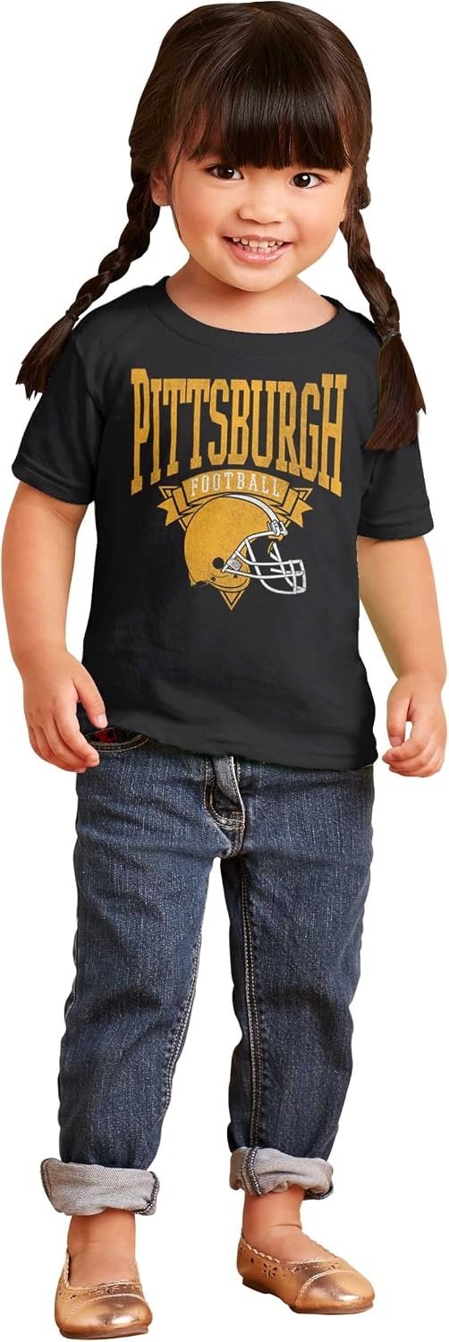 image:imageHometown Football Team Fan Helmet Toddler Baby Graphic T ShirtBlack Pittsburgh