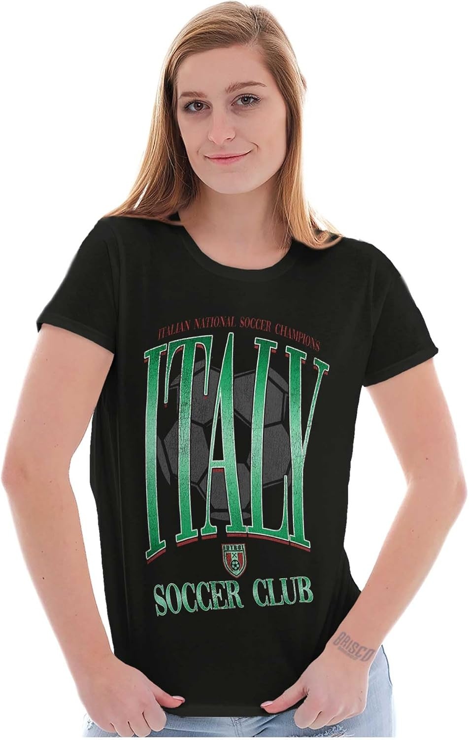 image:imageItaly National Soccer Club Futbol Womens Slim Fit Graphic TeeBlack