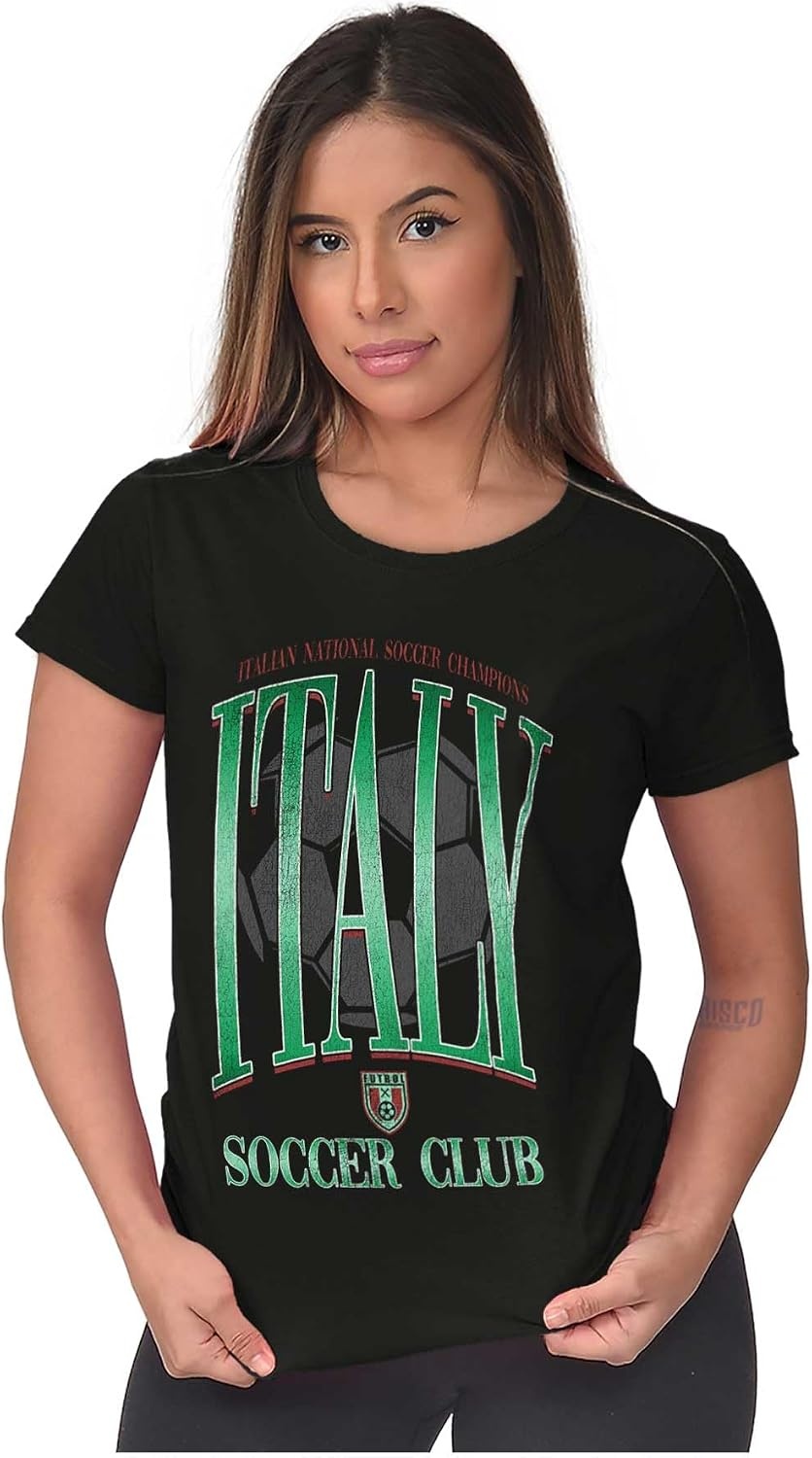 image:imageItaly National Soccer Club Futbol Womens Slim Fit Graphic TeeBlack