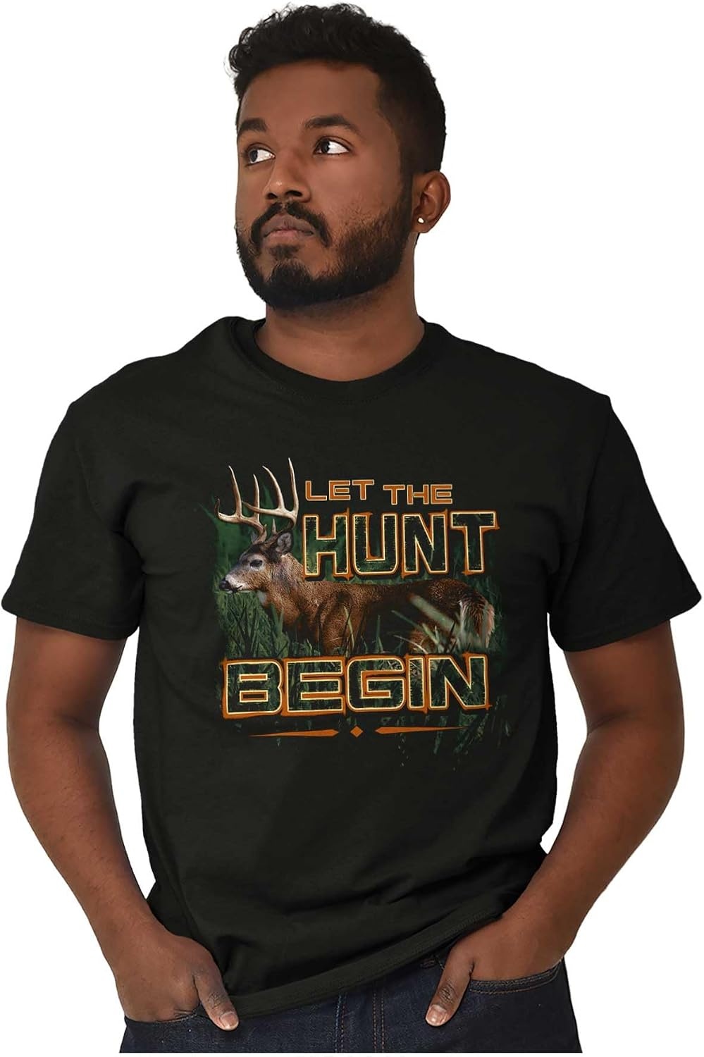 image:imageLet The Hunt Begin Deer Buck Hunting Graphic T Shirt Men or WomenBlack
