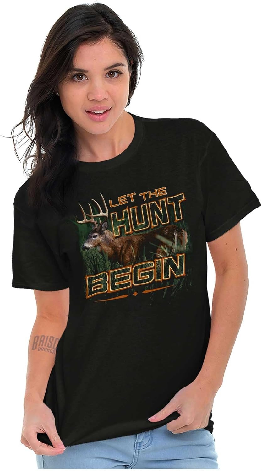image:imageLet The Hunt Begin Deer Buck Hunting Graphic T Shirt Men or WomenBlack
