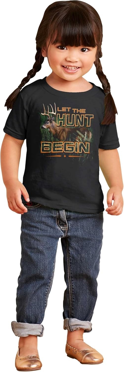 image:imageLet The Hunt Begin Deer Buck Hunting Toddler Baby Graphic T ShirtBlack