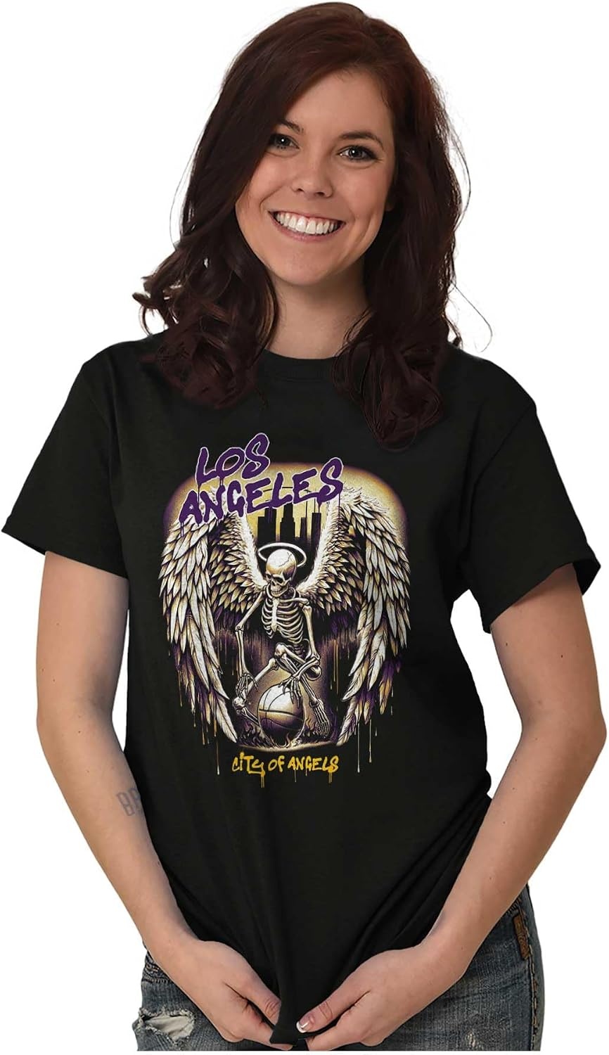 image:imageLos Angeles Skeleton Basketball Player Graphic T Shirt Men or WomenBlack Angel Drip
