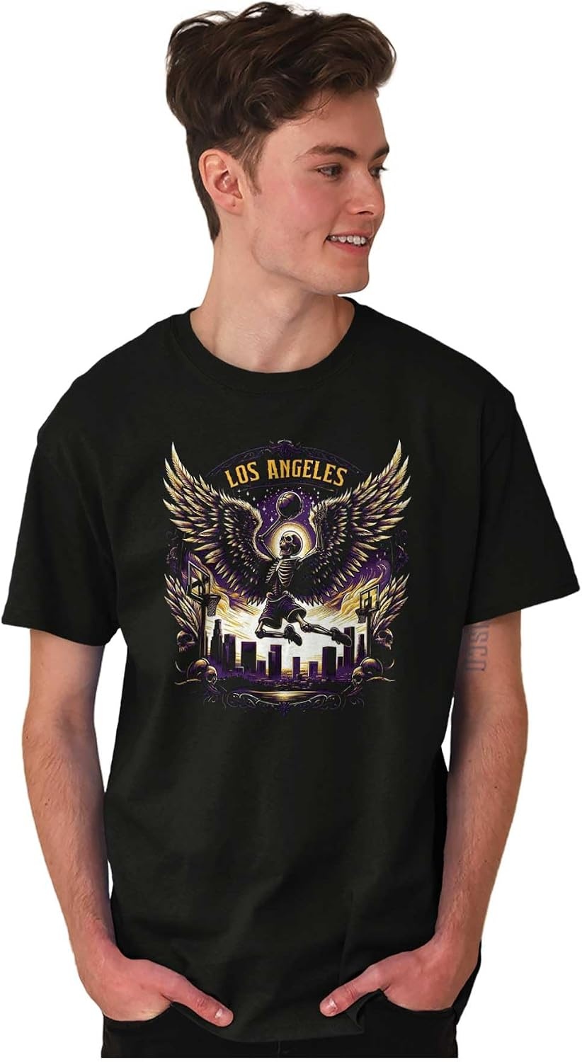image:imageLos Angeles Skeleton Basketball Player Graphic T Shirt Men or WomenBlack Slam Dunk