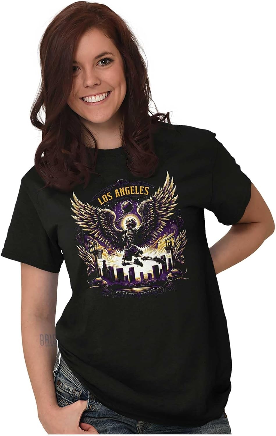 image:imageLos Angeles Skeleton Basketball Player Graphic T Shirt Men or WomenBlack Slam Dunk