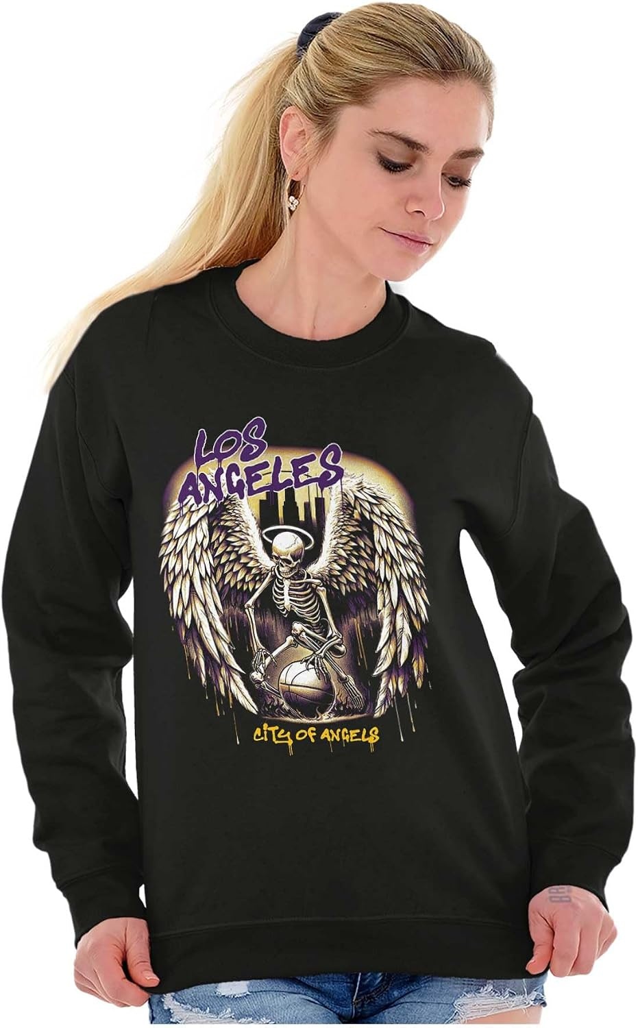 image:imageLos Angeles Skeleton Basketball Player Sweatshirt for Men or WomenBlack Angel Drip