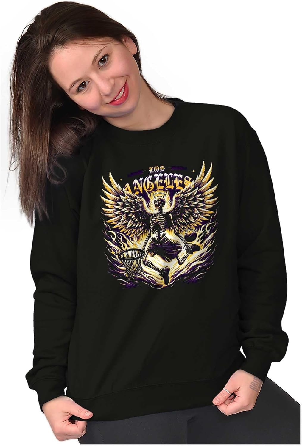 image:imageLos Angeles Skeleton Basketball Player Sweatshirt for Men or WomenBlack Heavenly Dunk