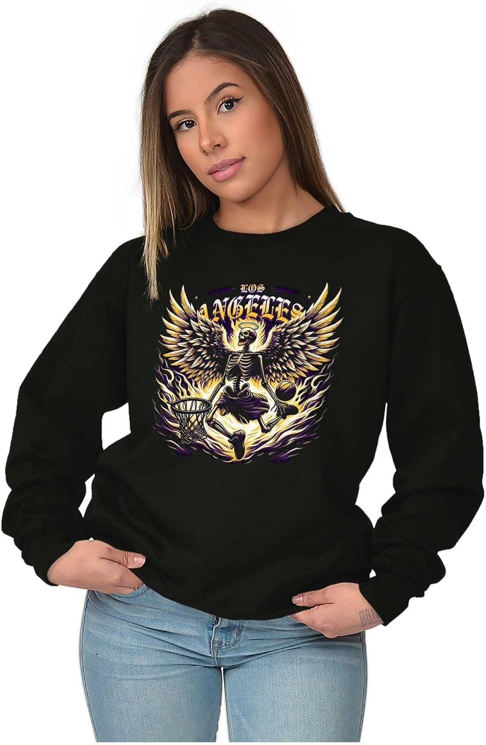 image:imageLos Angeles Skeleton Basketball Player Sweatshirt for Men or WomenBlack Heavenly Dunk