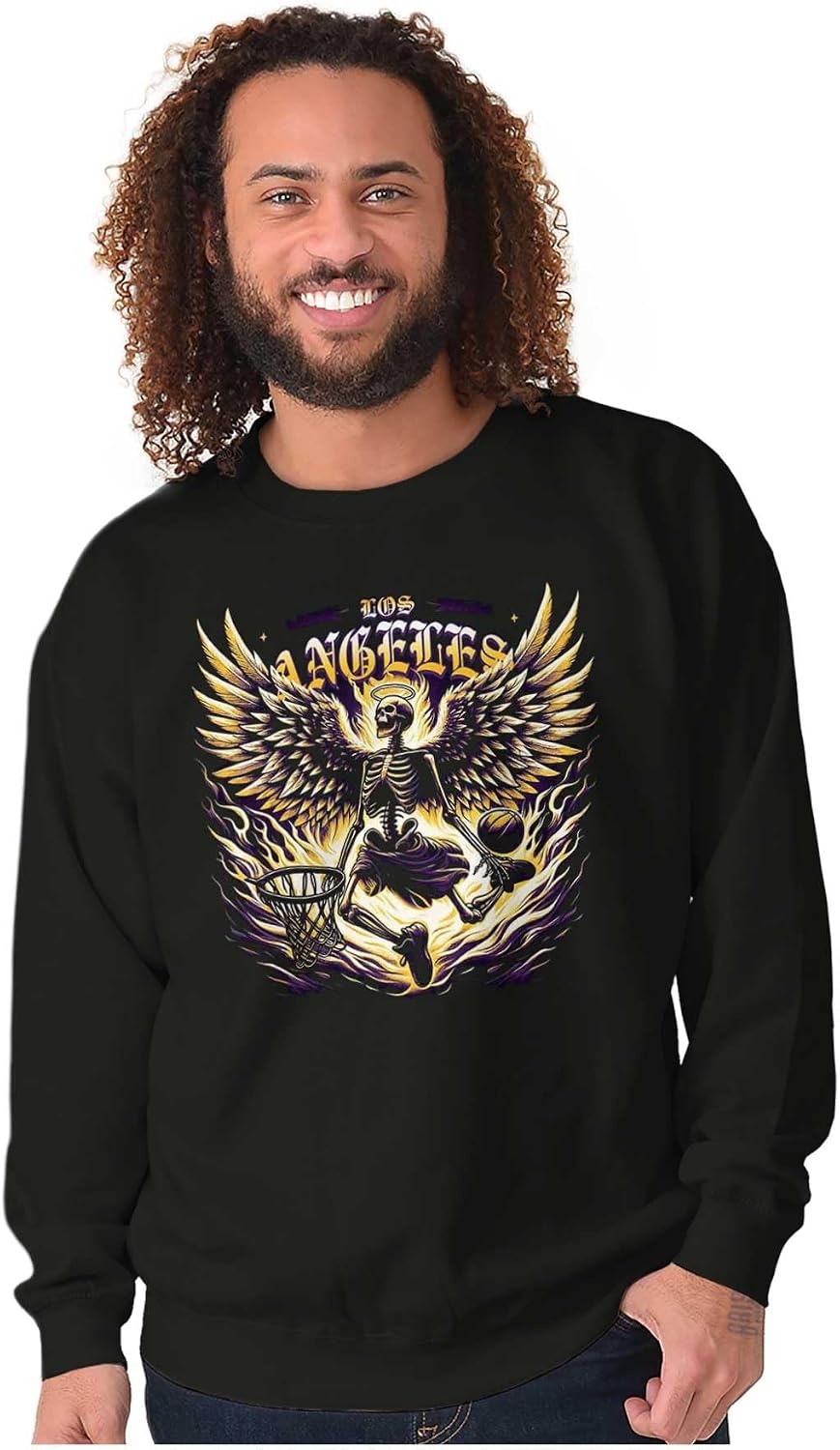image:imageLos Angeles Skeleton Basketball Player Sweatshirt for Men or WomenBlack Heavenly Dunk