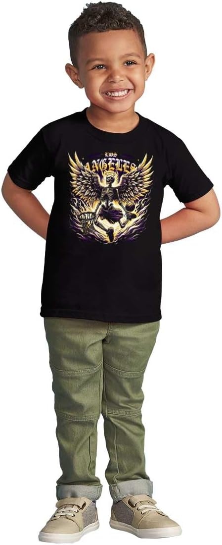 image:imageLos Angeles Skeleton Basketball Player Toddler Baby Graphic T ShirtBlack Heavenly Dunk