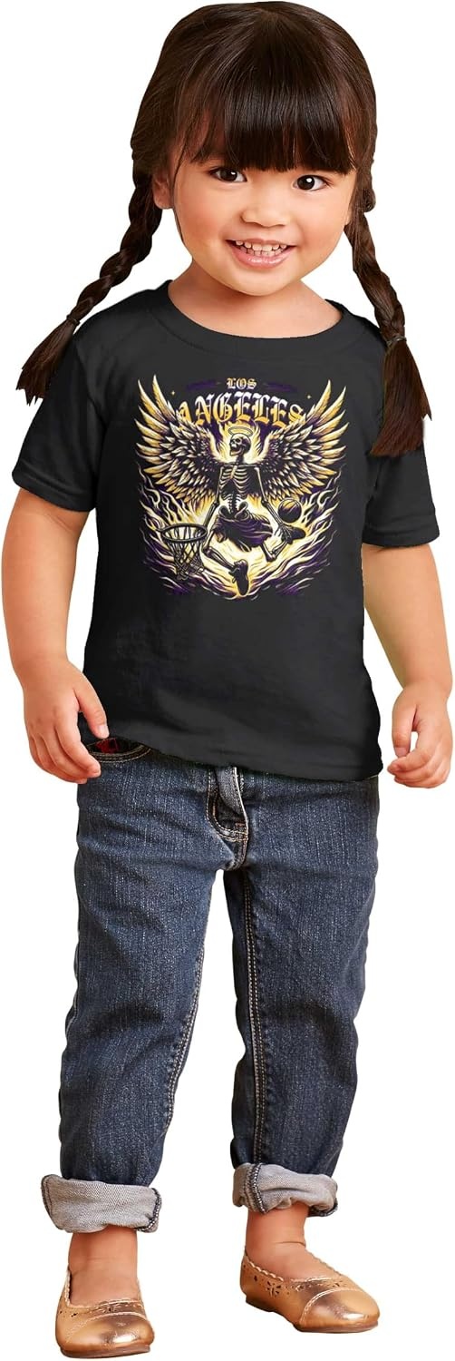 image:imageLos Angeles Skeleton Basketball Player Toddler Baby Graphic T ShirtBlack Heavenly Dunk