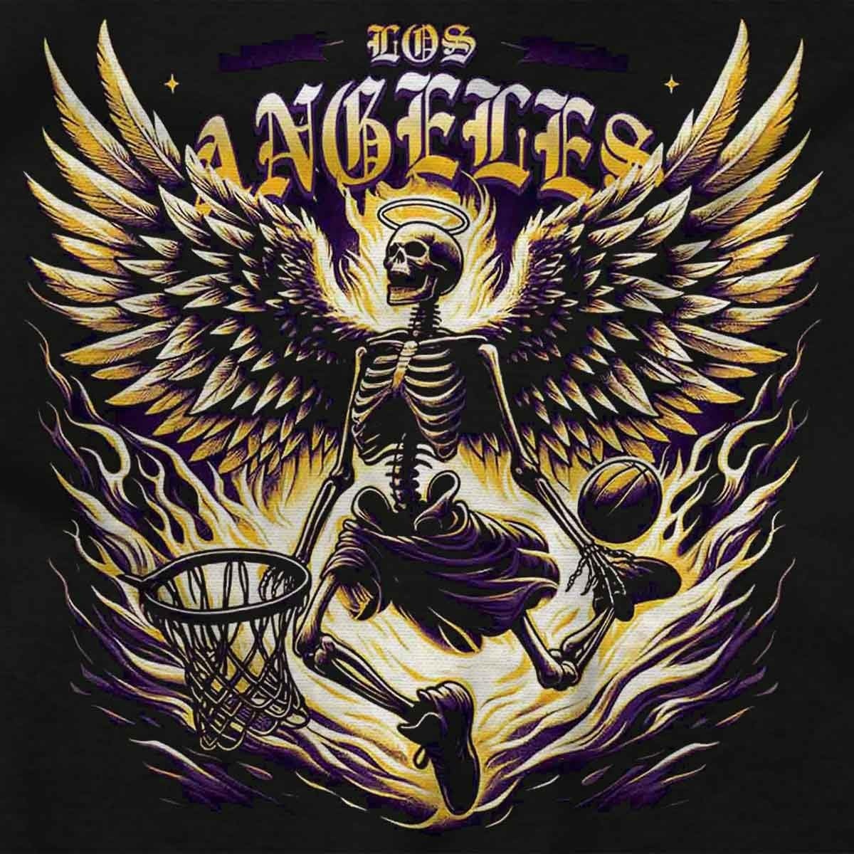 image:imageLos Angeles Skeleton Basketball Player Toddler Baby Graphic T ShirtBlack Heavenly Dunk