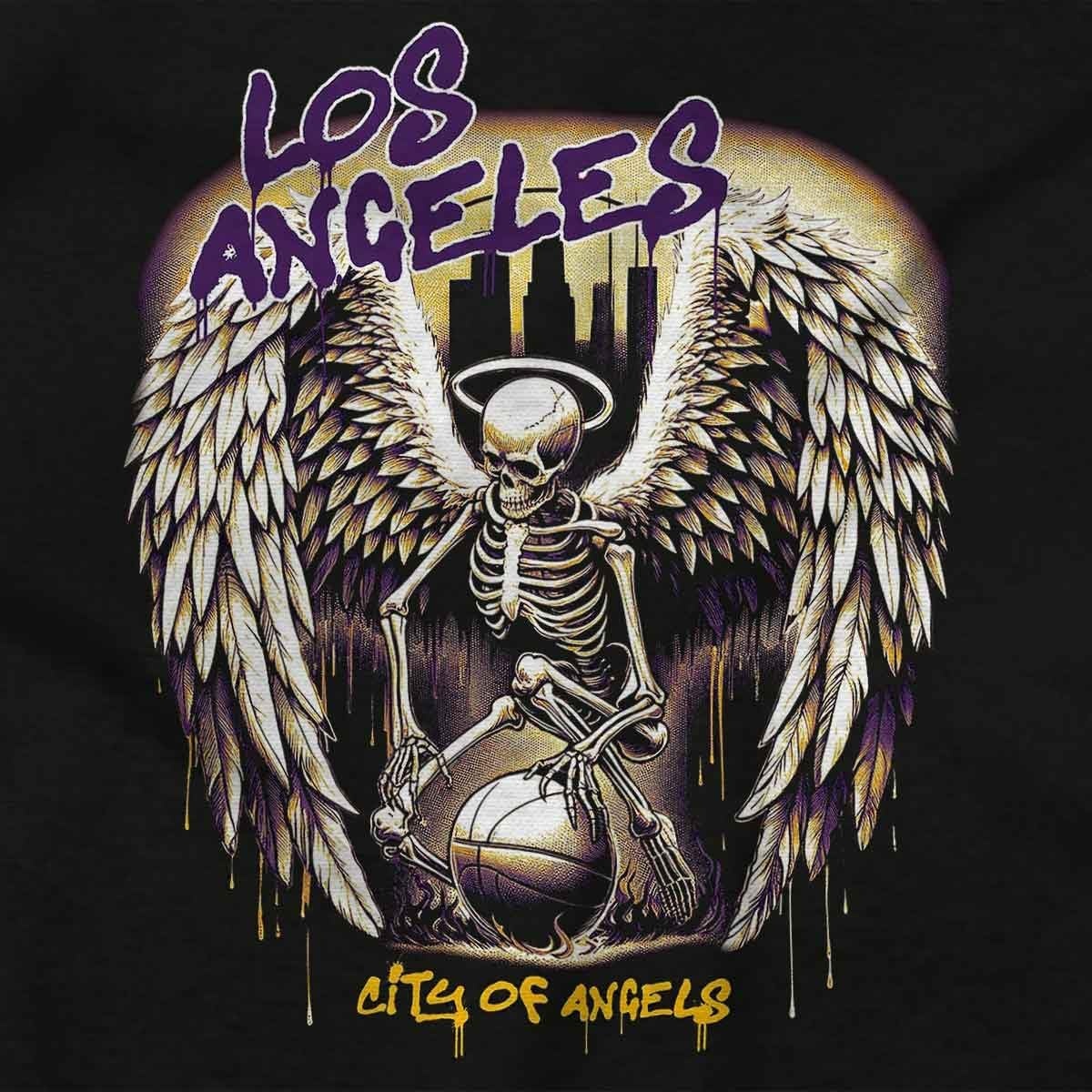 image:imageLos Angeles Skeleton Basketball Player Womens Slim Fit Graphic TeeBlack Angel Drip