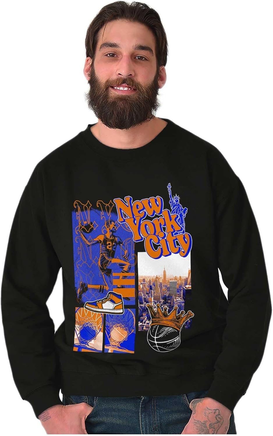 image:imageNew York Basketball Game NYC Graffiti Sweatshirt for Men or WomenBlack