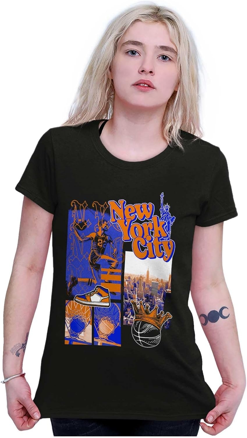 image:imageNew York Basketball Game NYC Graffiti Womens Slim Fit Graphic TeeBlack