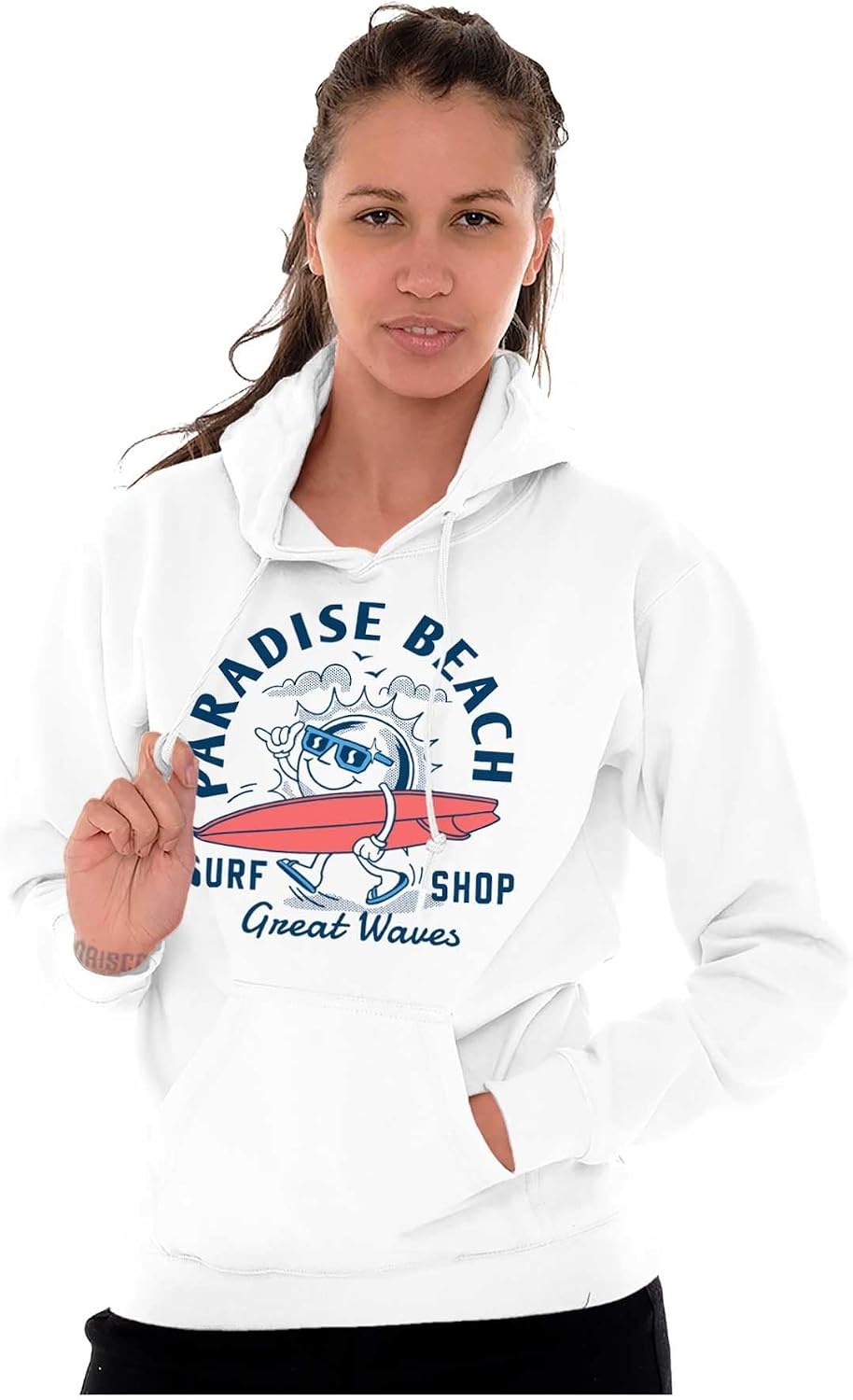 image:imageParadise Beach Great Waves Surf Sun Hoodie Sweatshirt Women MenWhite