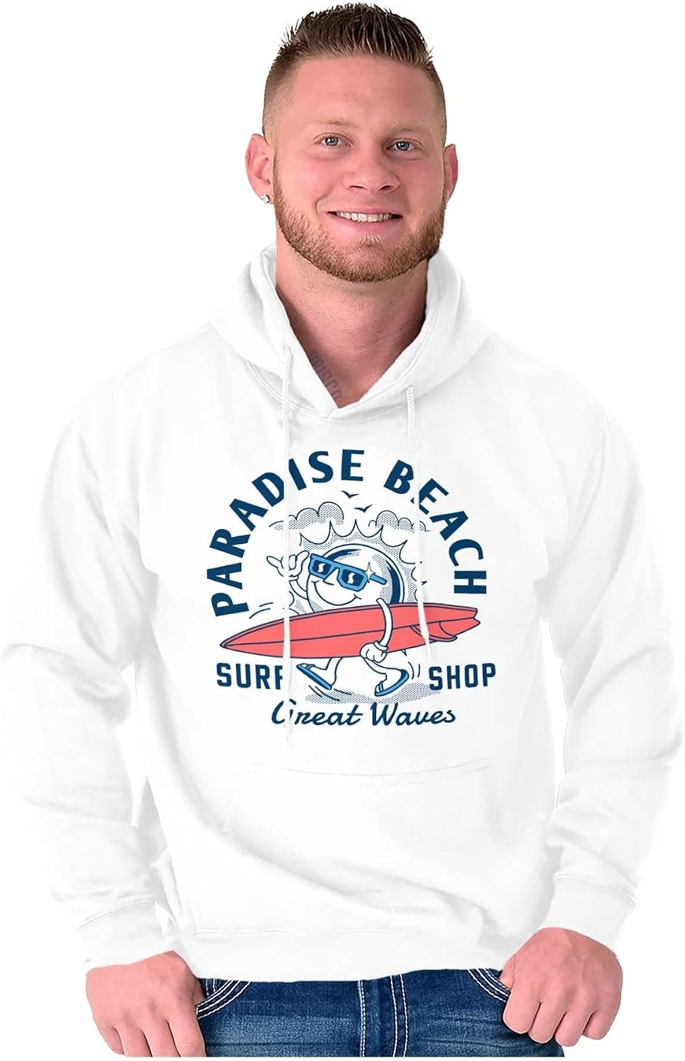 image:imageParadise Beach Great Waves Surf Sun Hoodie Sweatshirt Women MenWhite