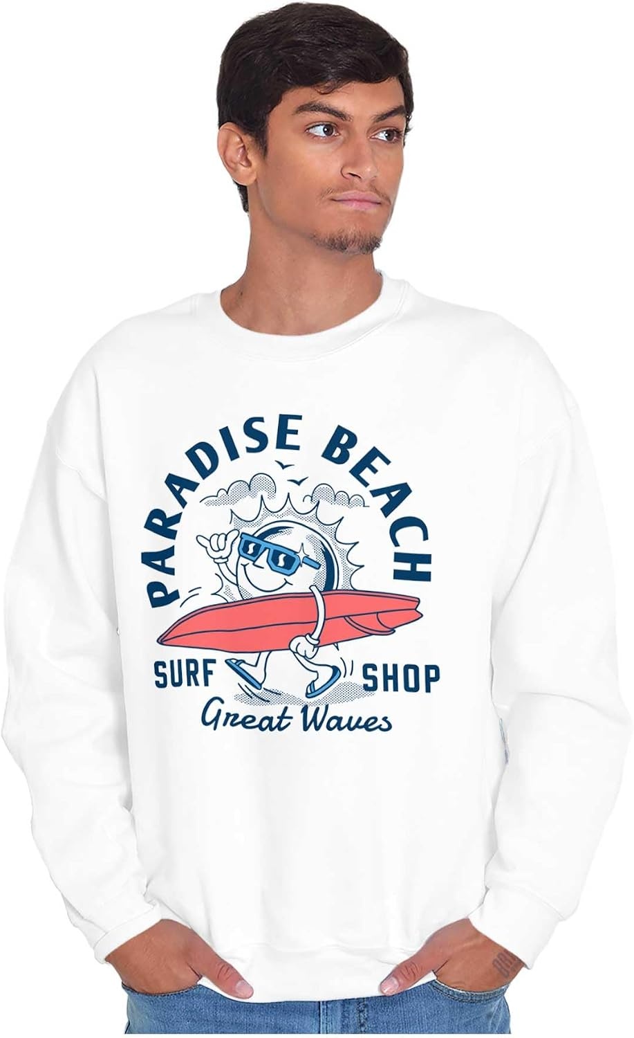 image:imageParadise Beach Great Waves Surf Sun Sweatshirt for Men or WomenWhite
